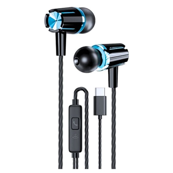 RAYLEIGH Black USB C Wired Earbud Headphones with Microphone NEW - Picture 1 of 9